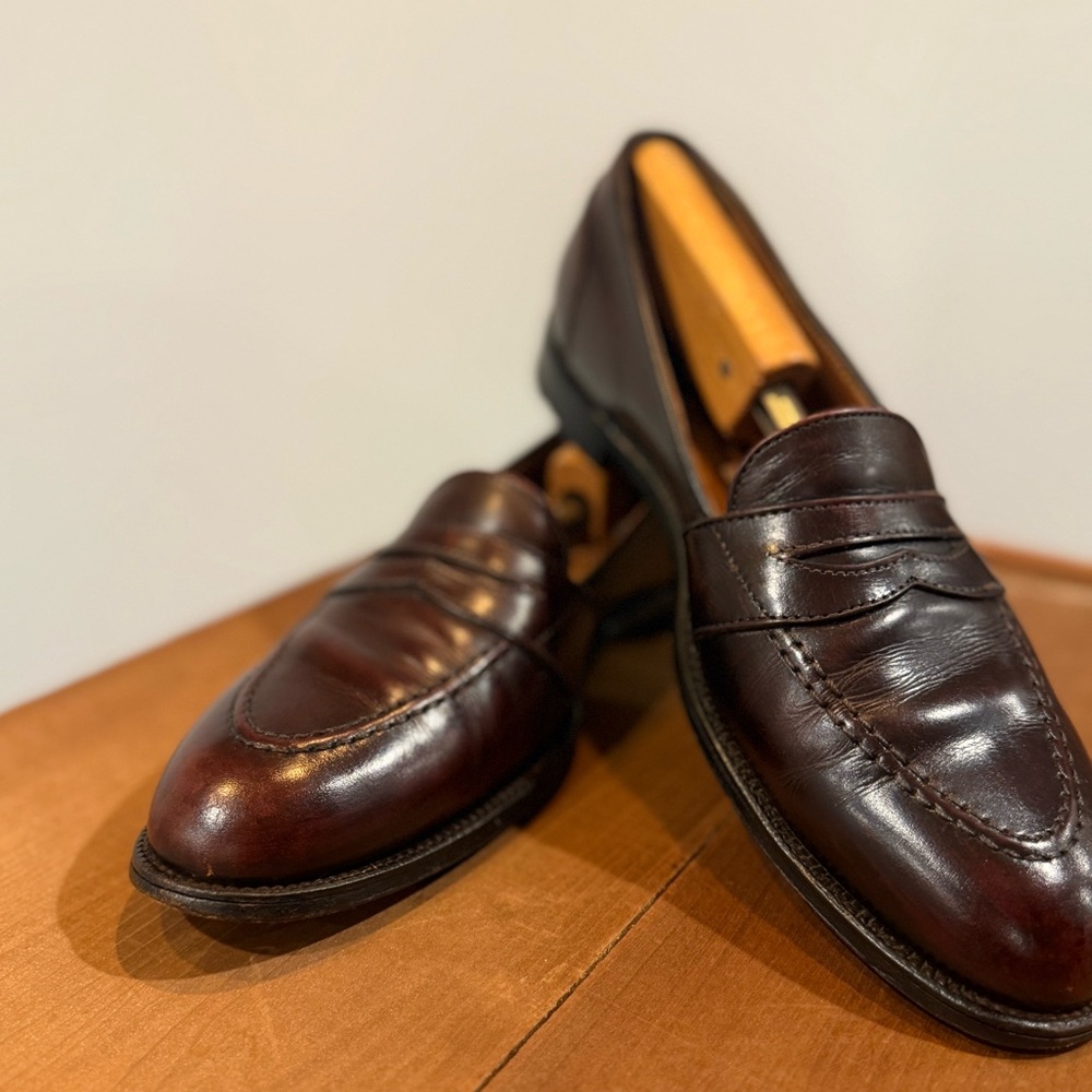 ALDEN Full Strap Penny Loafer, 683 Burgundy Calfskin, Size 10.5 AA/B